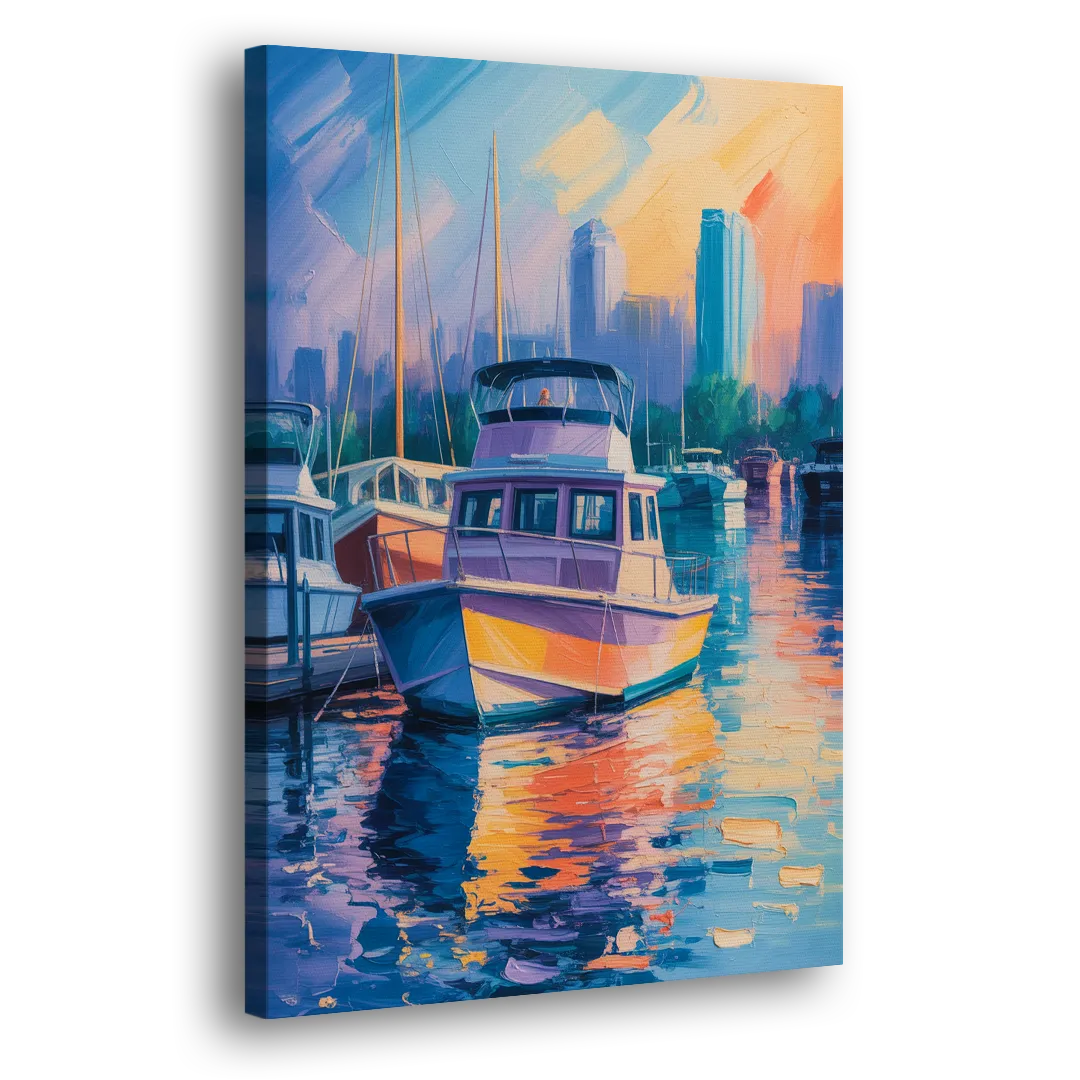 False Creek Boats Side - Canvas Wall Art
