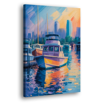 False Creek Boats Side - Canvas Wall Art