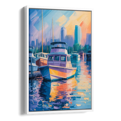 False Creek Boats Side - White Canvas Wall Art