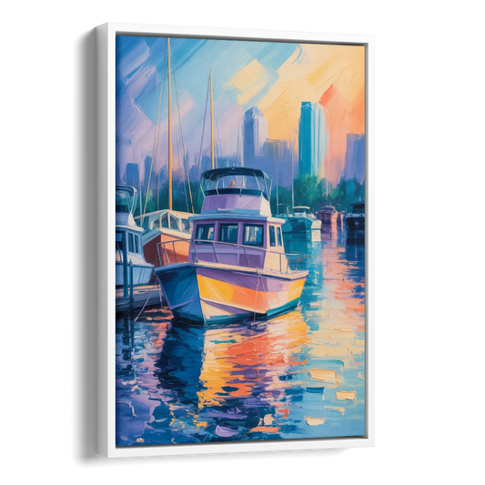 False Creek Boats Side - White Canvas Wall Art