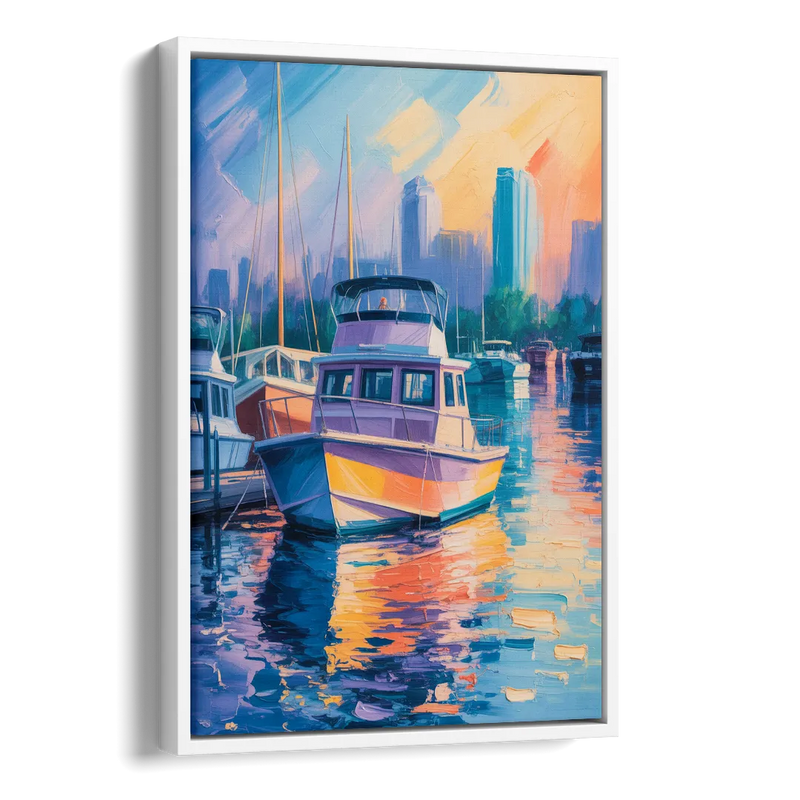 False Creek Boats Side - White Canvas Wall Art