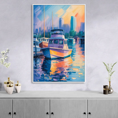 False Creek Boats Sitting Room - White Canvas Wall Art