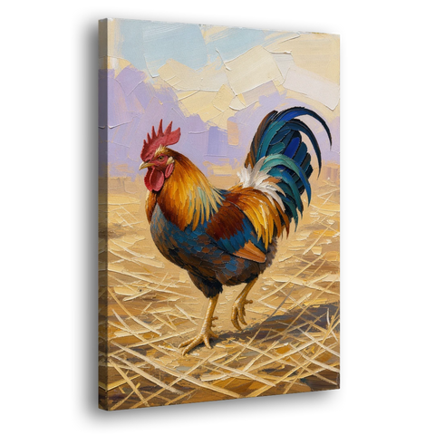 Farm Animal Wall Art of a Strutting Rooster - Canvas Wall Art - Side
