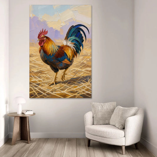 Farm Animal Wall Art of a Strutting Rooster - Canvas Wall Art - Sofa - 40x60