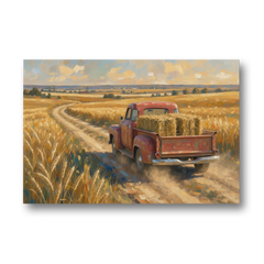 Farm Wall Art Hay Truck on the Wheat Road - Canvas Wall Art - Front