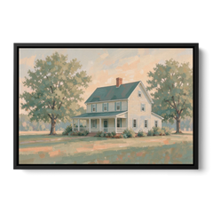 Farmhouse Wall Decor with a Deep Front Porch - Black Framed Canvas Wall Art - Front