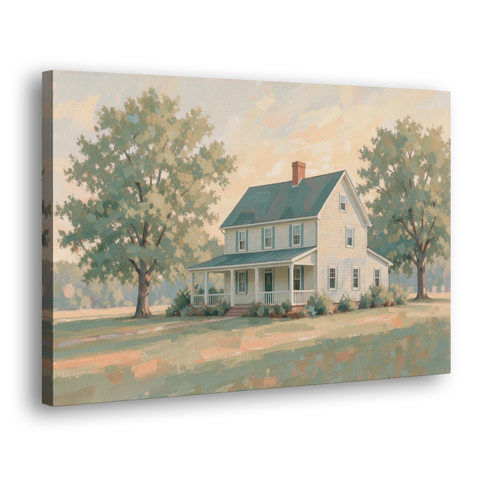 Farmhouse Wall Decor with a Deep Front Porch - Canvas Wall Art - Side