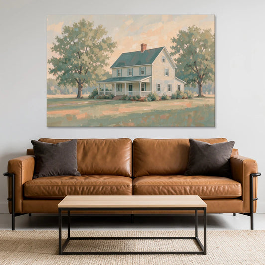 Farmhouse Wall Decor with a Deep Front Porch - Canvas Wall Art - Sofa - 60x40