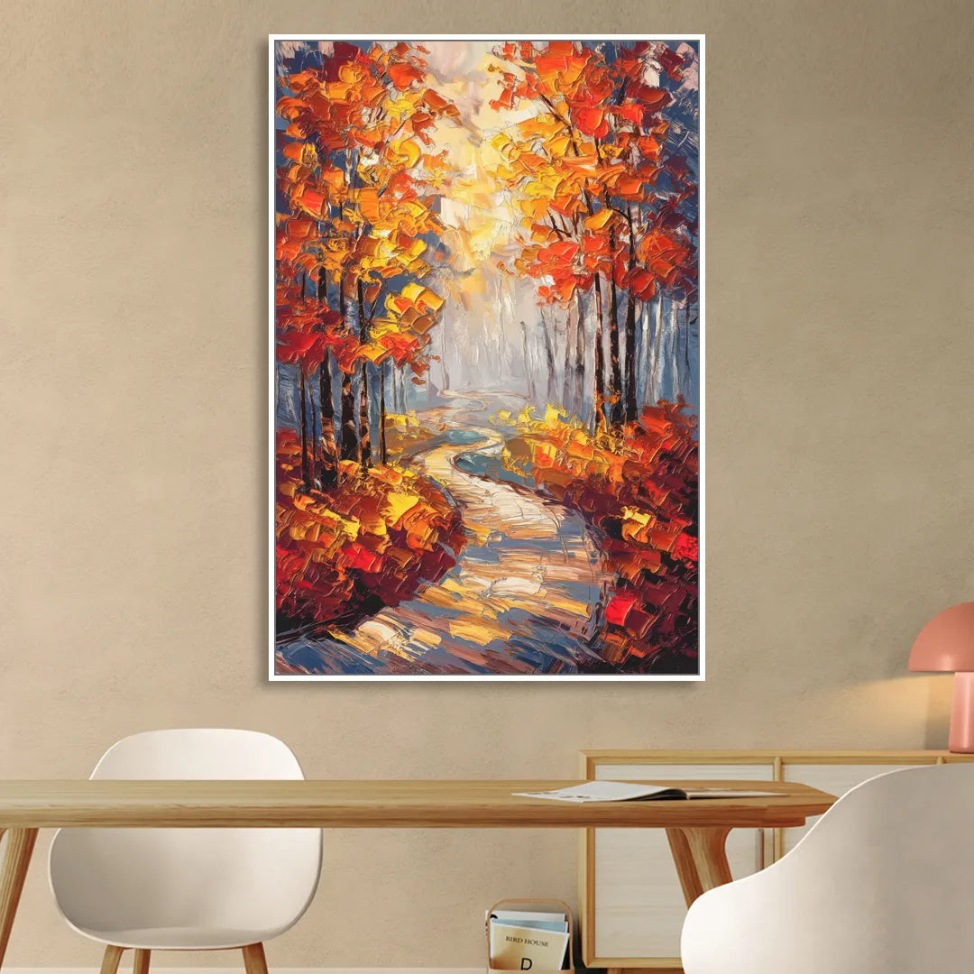 Fayetteville Autumn Scenery Living Room - White Canvas Wall Art
