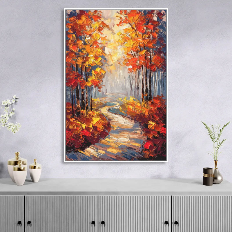 Fayetteville Autumn Scenery Sitting Room - White Canvas Wall Art