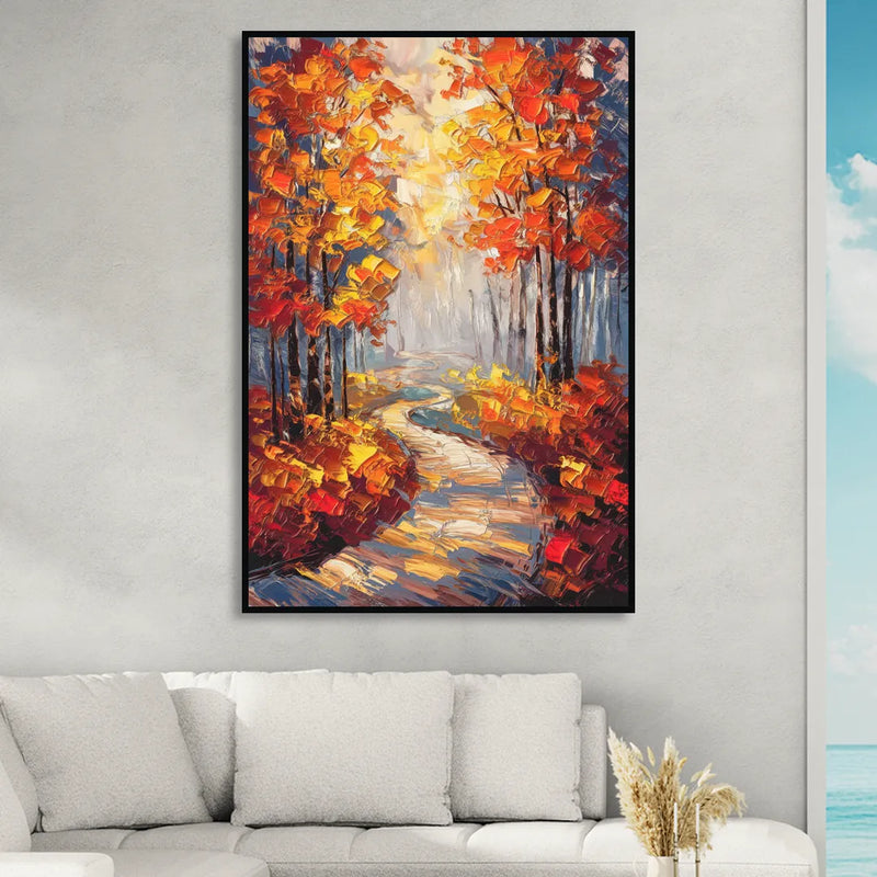 Fayetteville Autumn Scenery Living Room - Black Canvas Wall Art