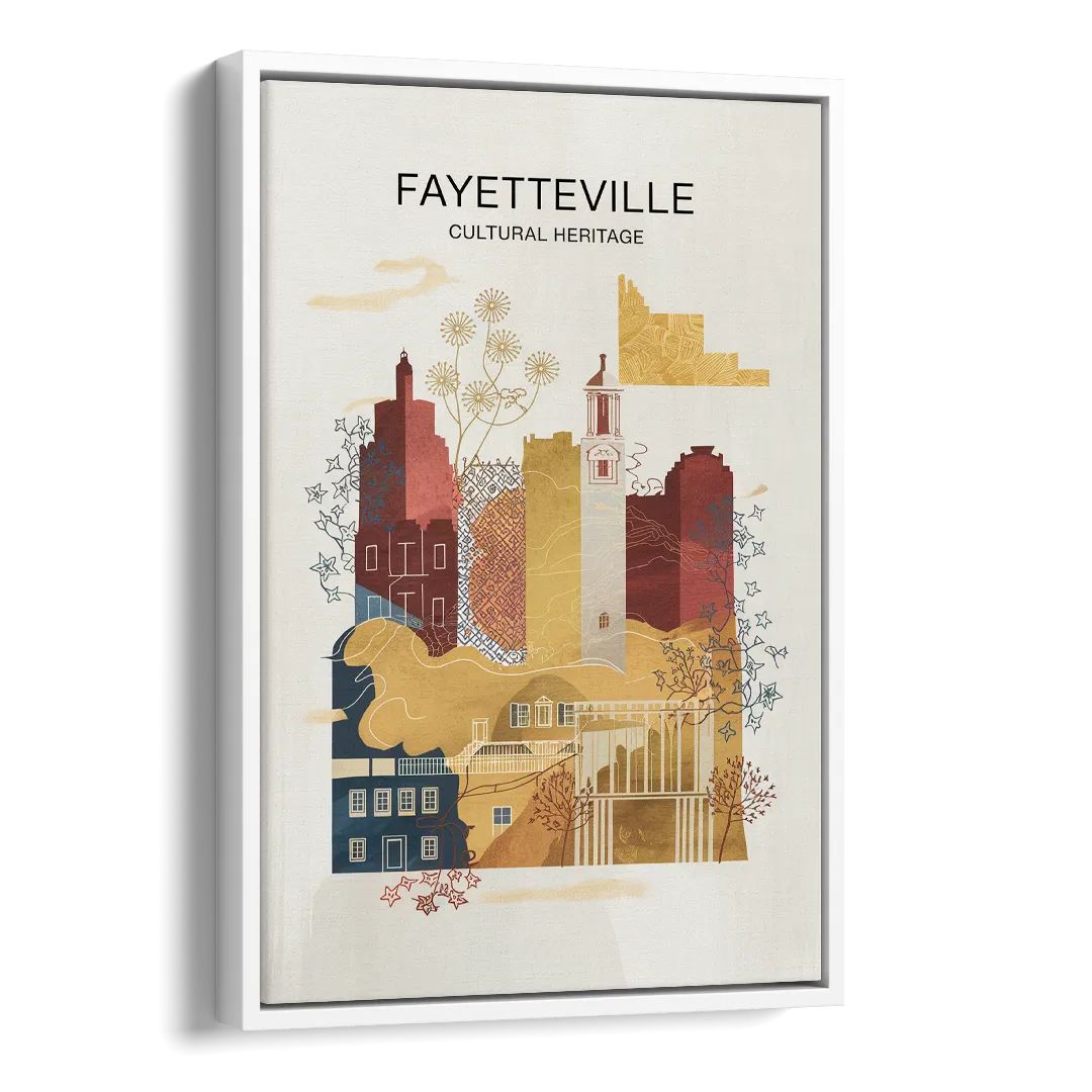 Fayetteville Cultural Heritage Side - White Canvas Wall Art