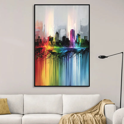 Fayetteville Downtown Skyline Sitting Room - Black Canvas Wall Art