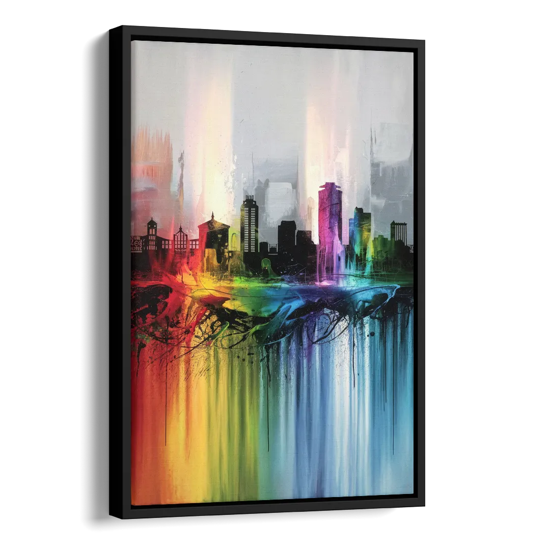 Fayetteville Downtown Skyline Side - Black Canvas Wall Art