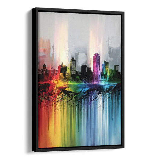 Fayetteville Downtown Skyline Side - Black Canvas Wall Art