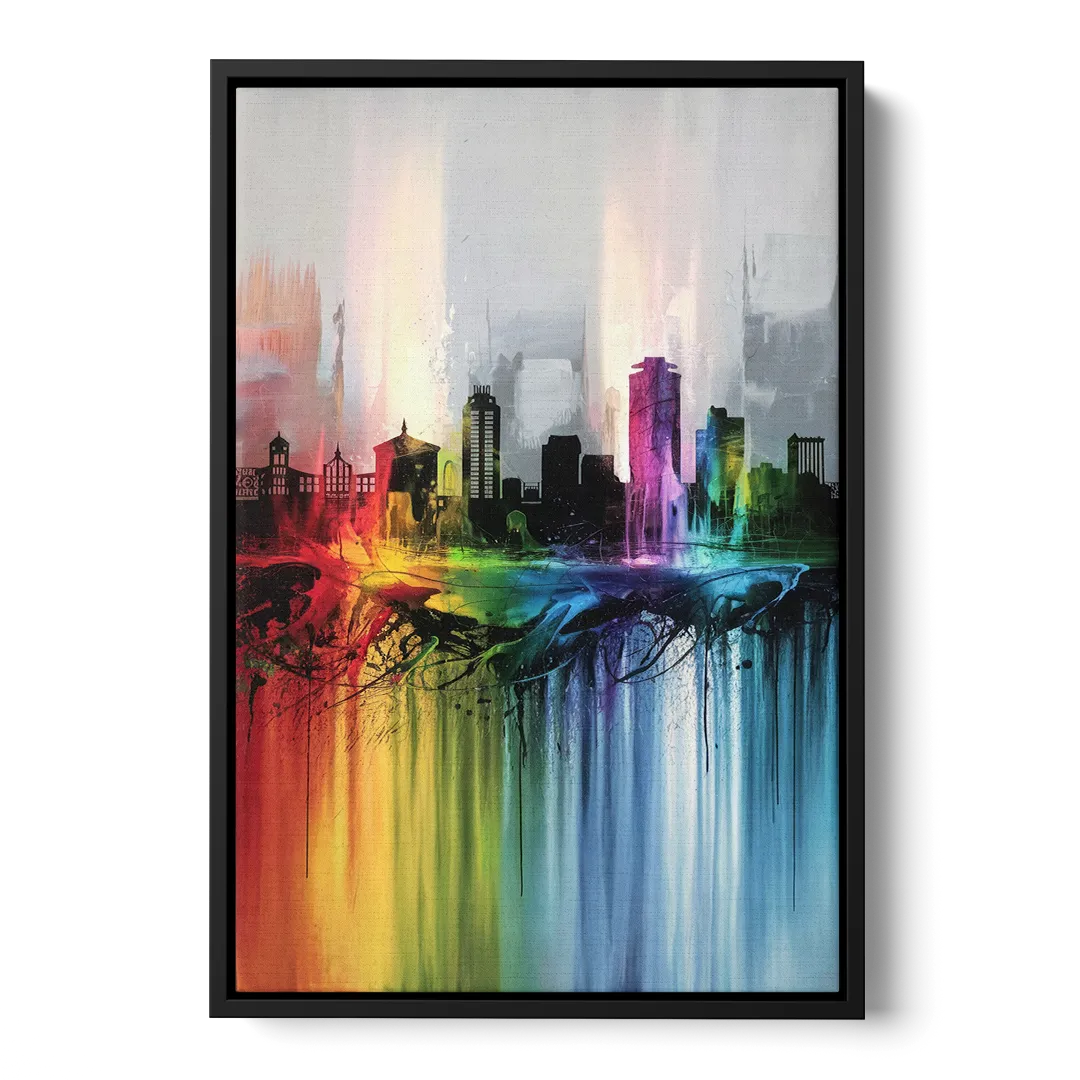 Fayetteville Downtown Skyline Front - Black Canvas Wall Art