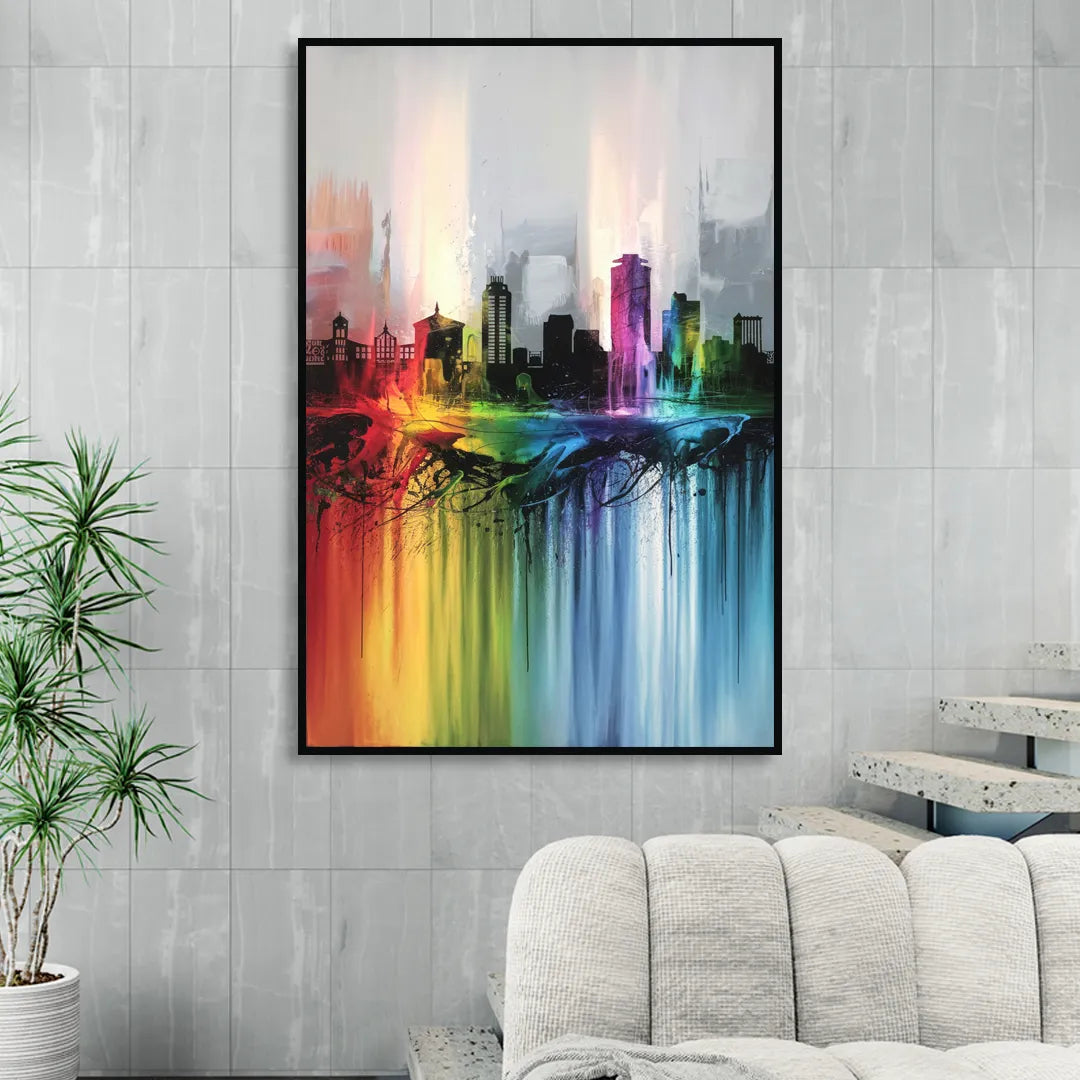 Fayetteville Downtown Skyline Living Room - Black Canvas Wall Art