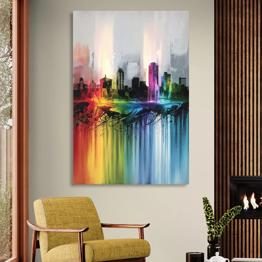 Fayetteville Downtown Skyline Living Room - Canvas Wall Art