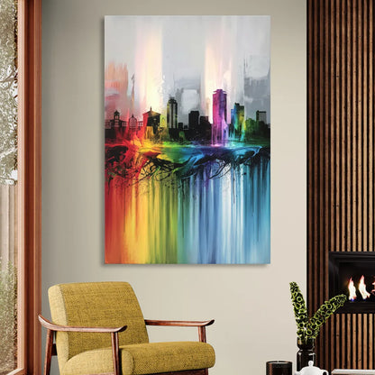 Fayetteville Downtown Skyline Living Room - Canvas Wall Art