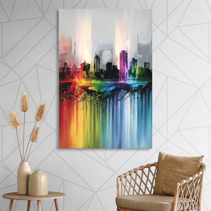 Fayetteville Downtown Skyline Sitting Room - Canvas Wall Art