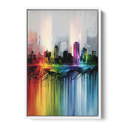 Fayetteville Downtown Skyline Front - White Canvas Wall Art