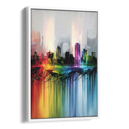 Fayetteville Downtown Skyline Side - White Canvas Wall Art
