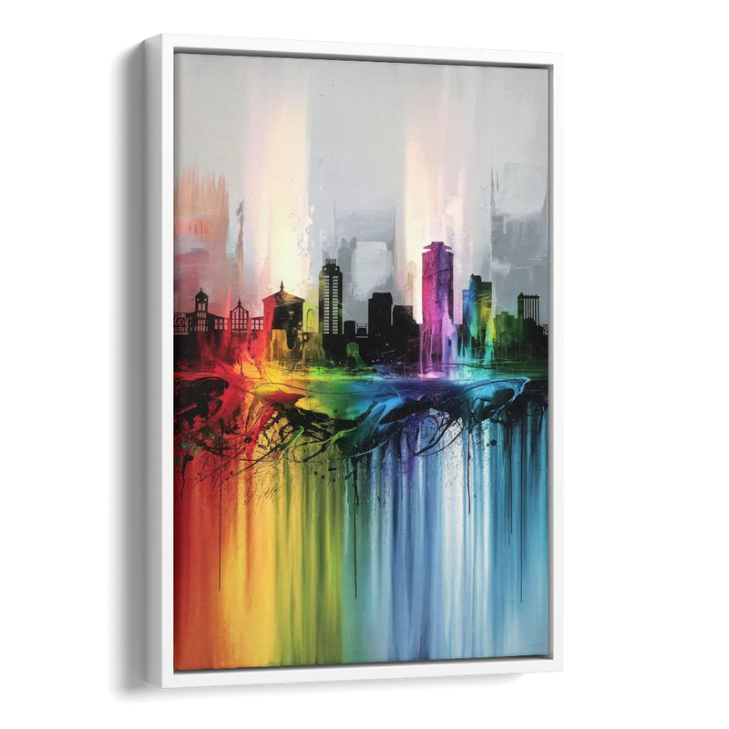Fayetteville Downtown Skyline Side - White Canvas Wall Art