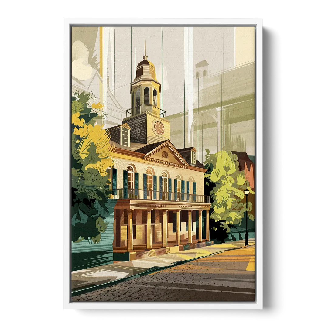 Fayetteville Historic Landmarks Front - White Canvas Wall Art