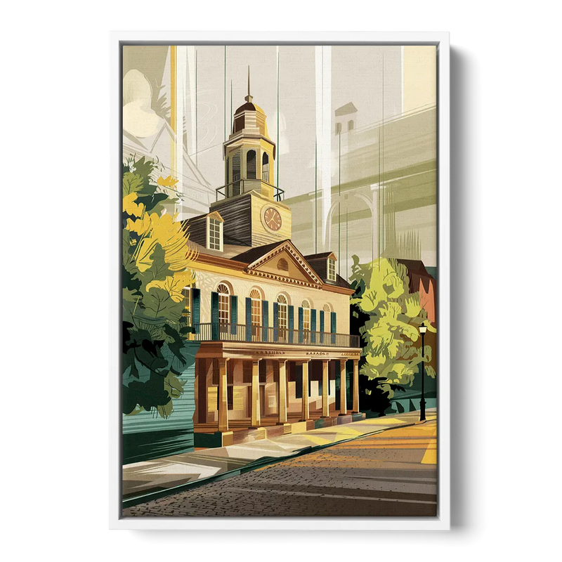 Fayetteville Historic Landmarks Front - White Canvas Wall Art