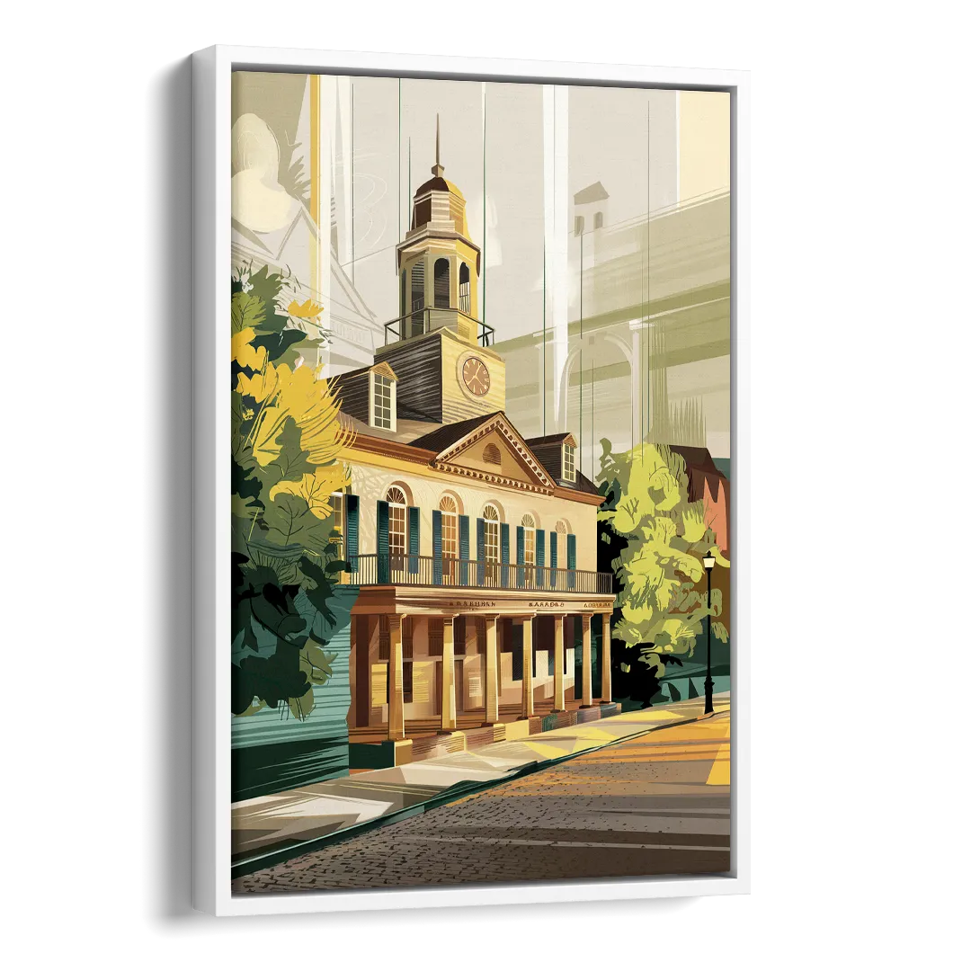 Fayetteville Historic Landmarks Side - White Canvas Wall Art