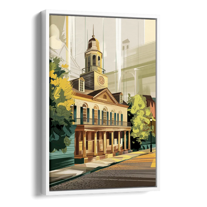 Fayetteville Historic Landmarks Side - White Canvas Wall Art