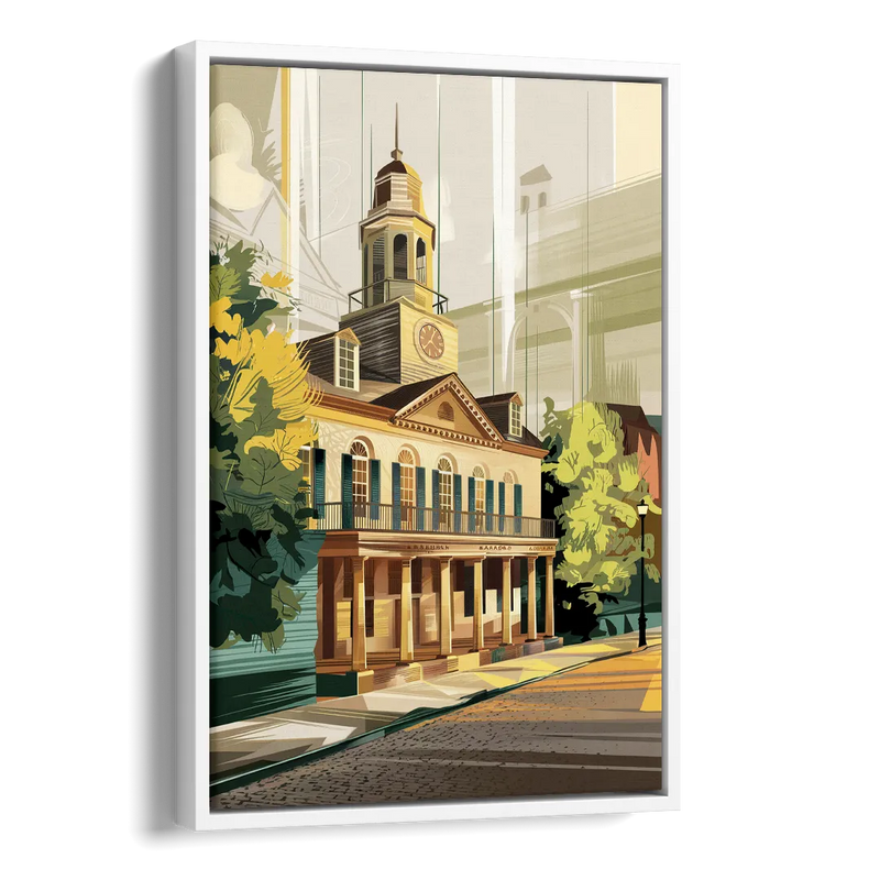 Fayetteville Historic Landmarks Side - White Canvas Wall Art