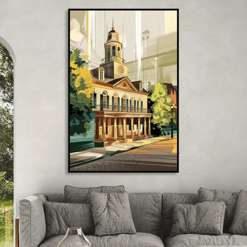 Fayetteville Historic Landmarks Sitting Room - Black Canvas Wall Art