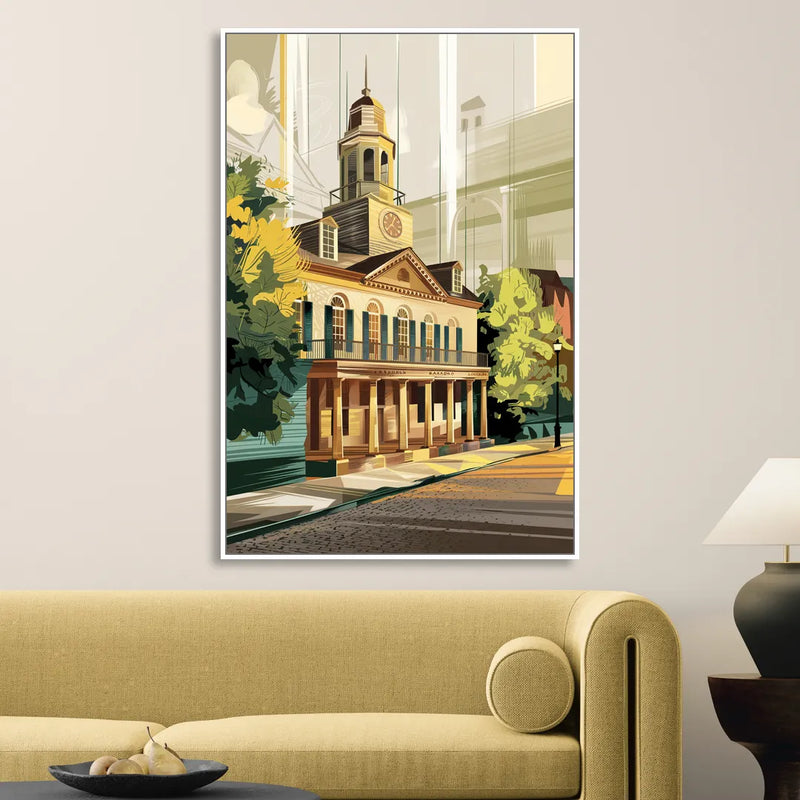 Fayetteville Historic Landmarks Sitting Room - White Canvas Wall Art