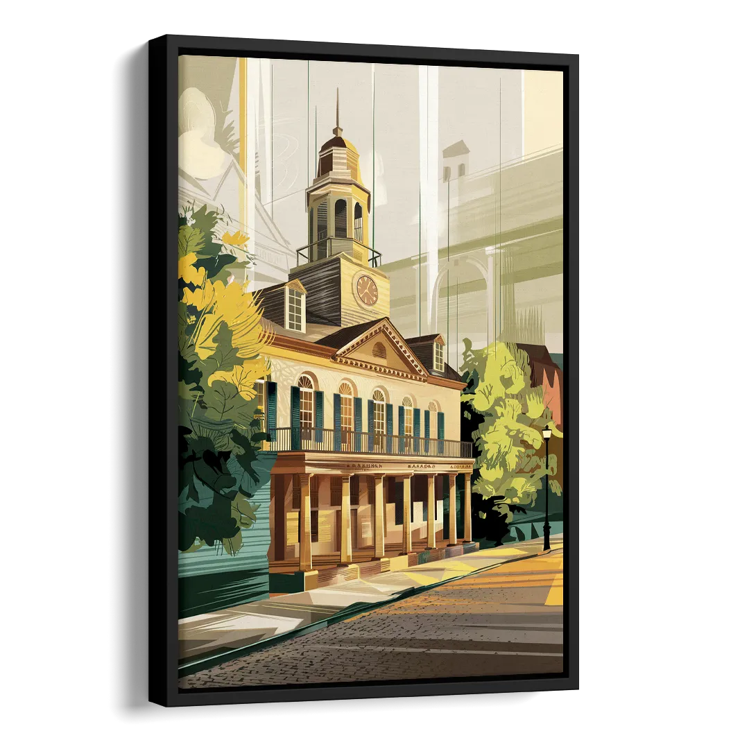 Fayetteville Historic Landmarks Side - Black Canvas Wall Art