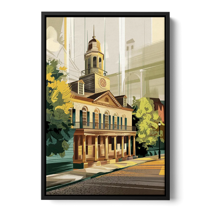 Fayetteville Historic Landmarks Front - Black Canvas Wall Art