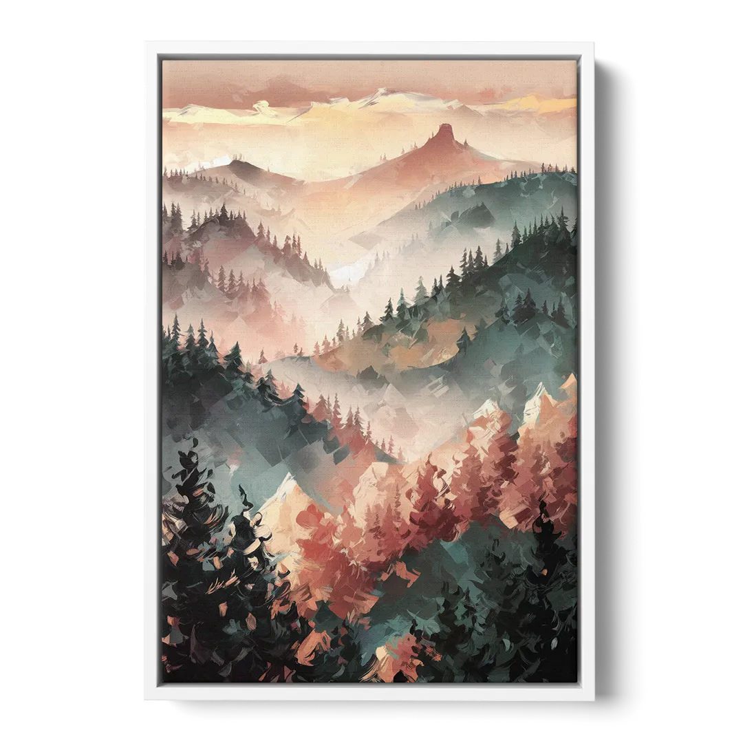 Fayetteville Ozark Mountains Front - White Canvas Wall Art