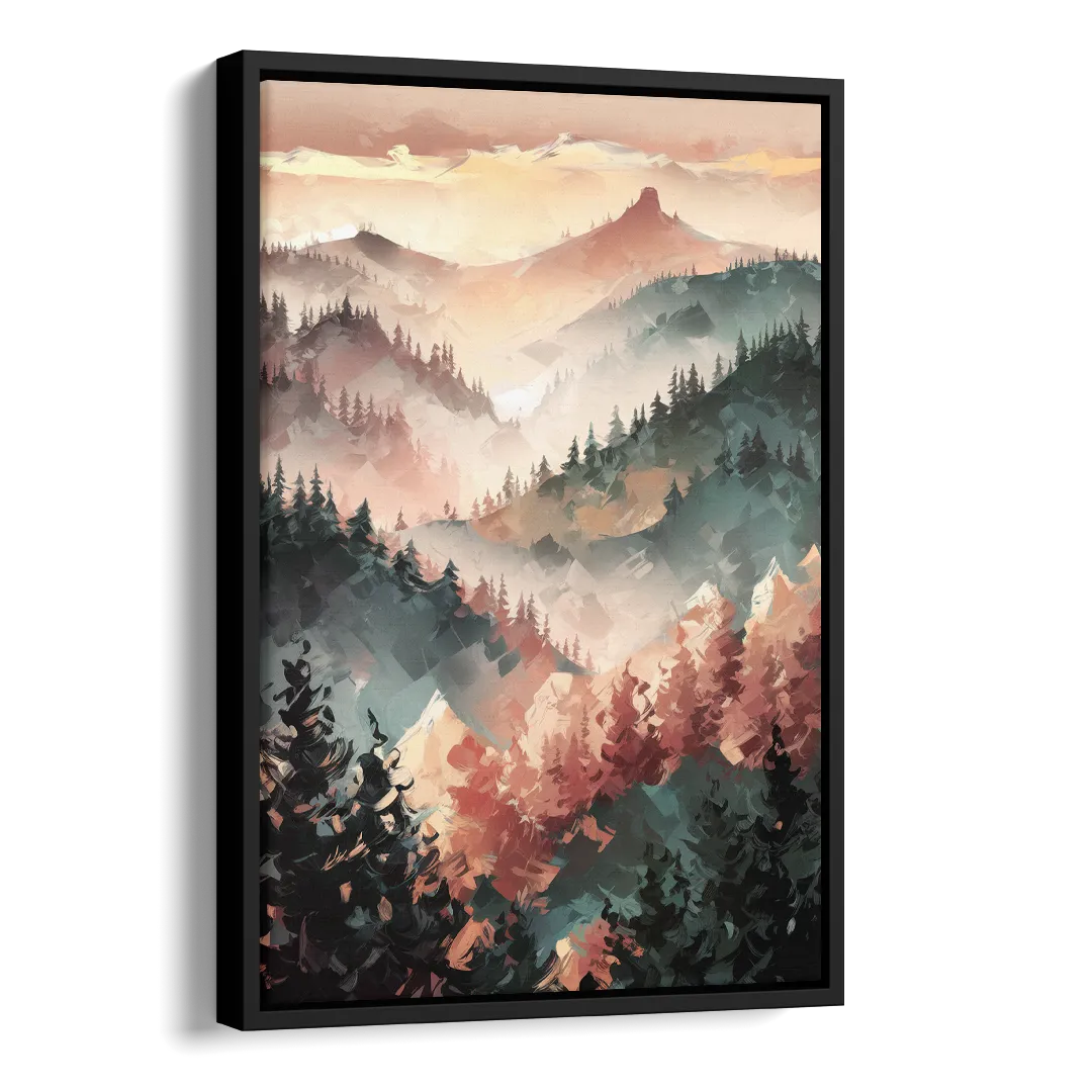 Fayetteville Ozark Mountains Side - Black Canvas Wall Art