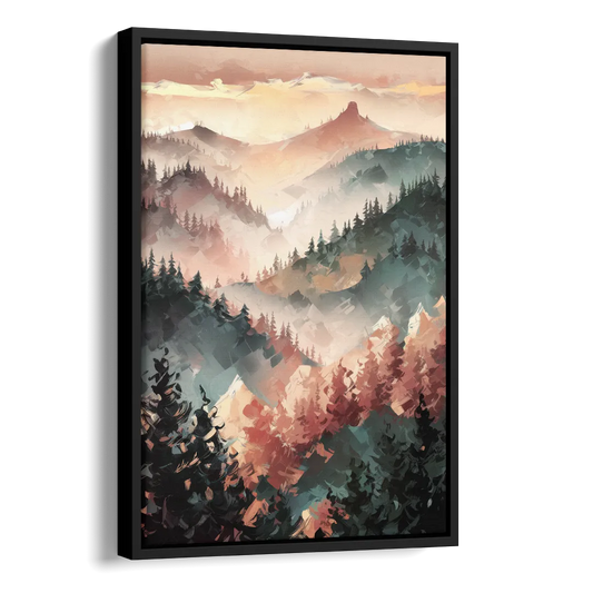 Fayetteville Ozark Mountains Side - Black Canvas Wall Art