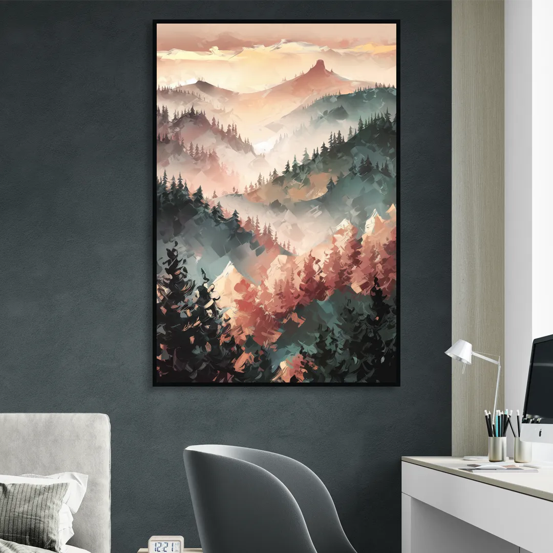 Fayetteville Ozark Mountains Sitting Room - Black Canvas Wall Art