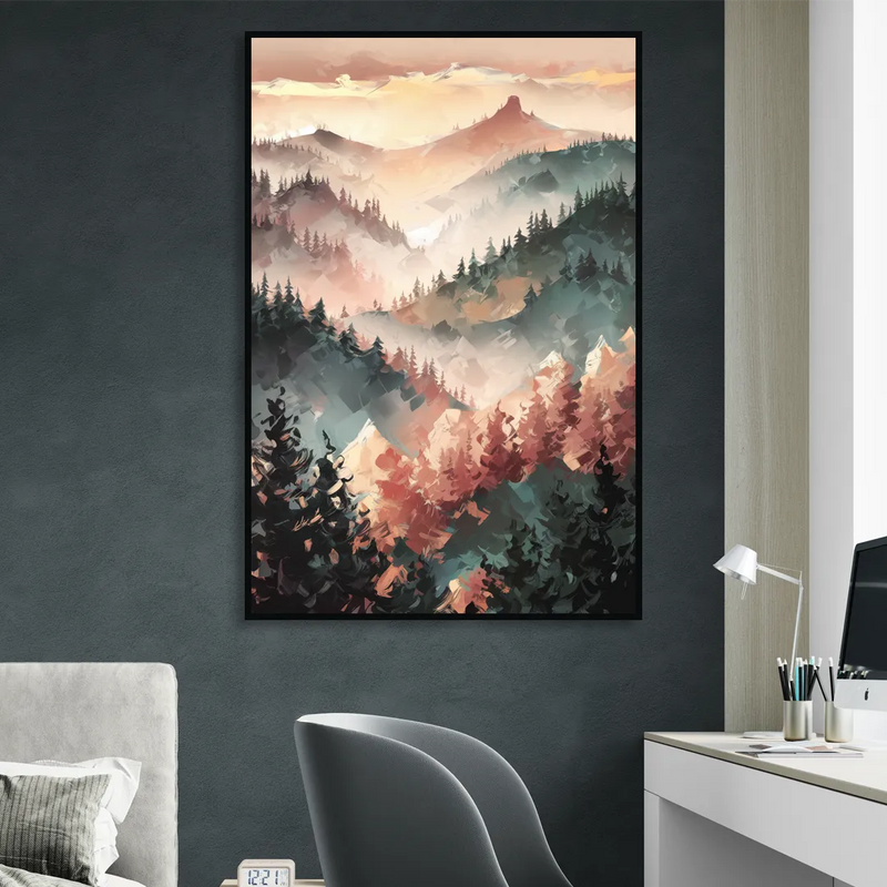 Fayetteville Ozark Mountains Sitting Room - Black Canvas Wall Art