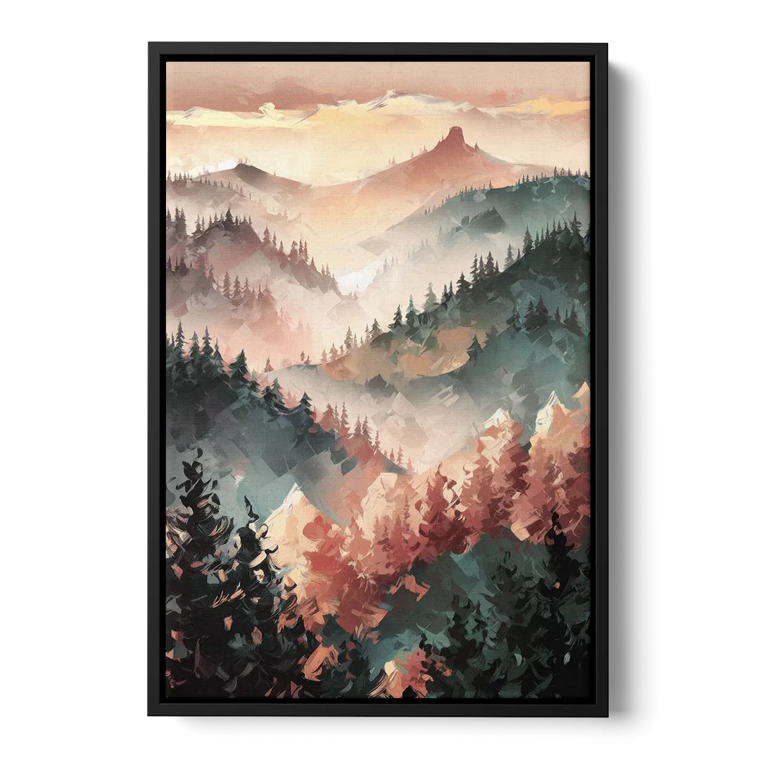 Fayetteville Ozark Mountains Front - Black Canvas Wall Art