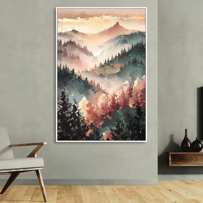 Fayetteville Ozark Mountains Sitting Room - White Canvas Wall Art