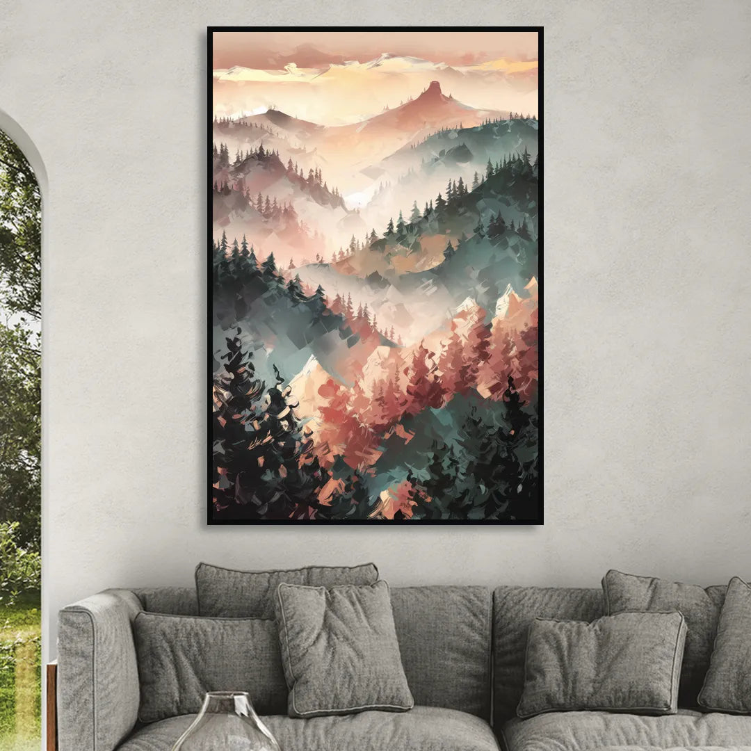Fayetteville Ozark Mountains Living Room - Black Canvas Wall Art