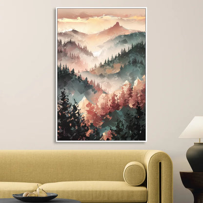 Fayetteville Ozark Mountains Living Room - White Canvas Wall Art