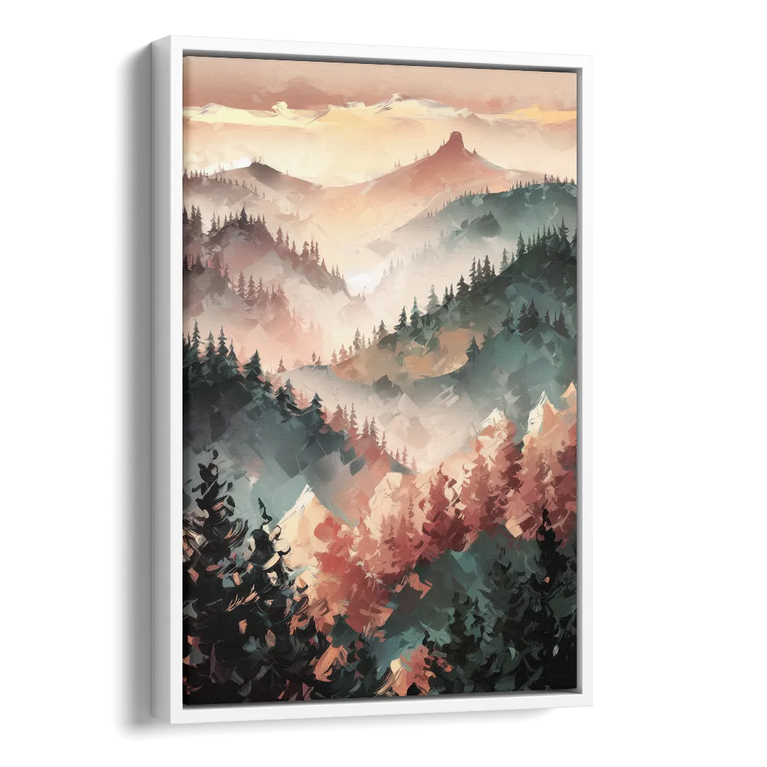 Fayetteville Ozark Mountains Side - White Canvas Wall Art