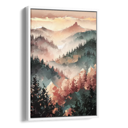 Fayetteville Ozark Mountains Side - White Canvas Wall Art