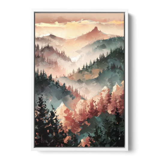 Fayetteville Ozark Mountains - White Framed Canvas Wall Art - Front