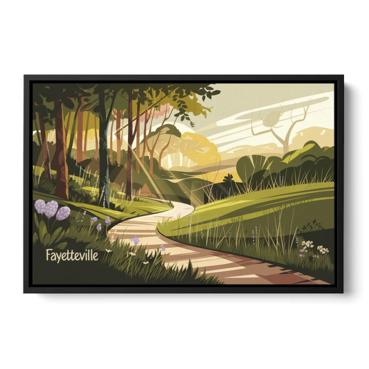 Fayetteville Scenic Trails - Black Framed Canvas Wall Art - Front
