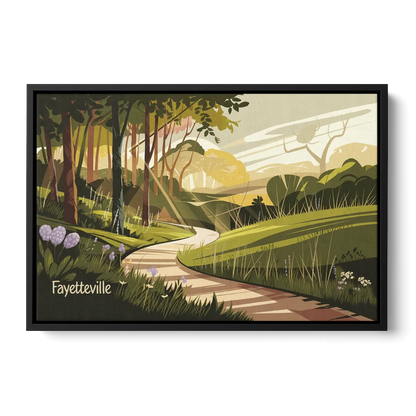 Fayetteville Scenic Trails Front - Black Canvas Wall Art